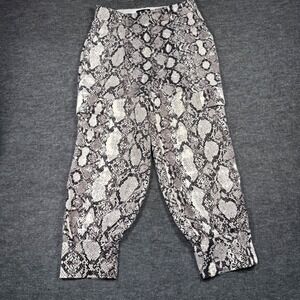 Express Womens Snakeskin High Rise Ankle Cargo Pants Grey White Size 6R